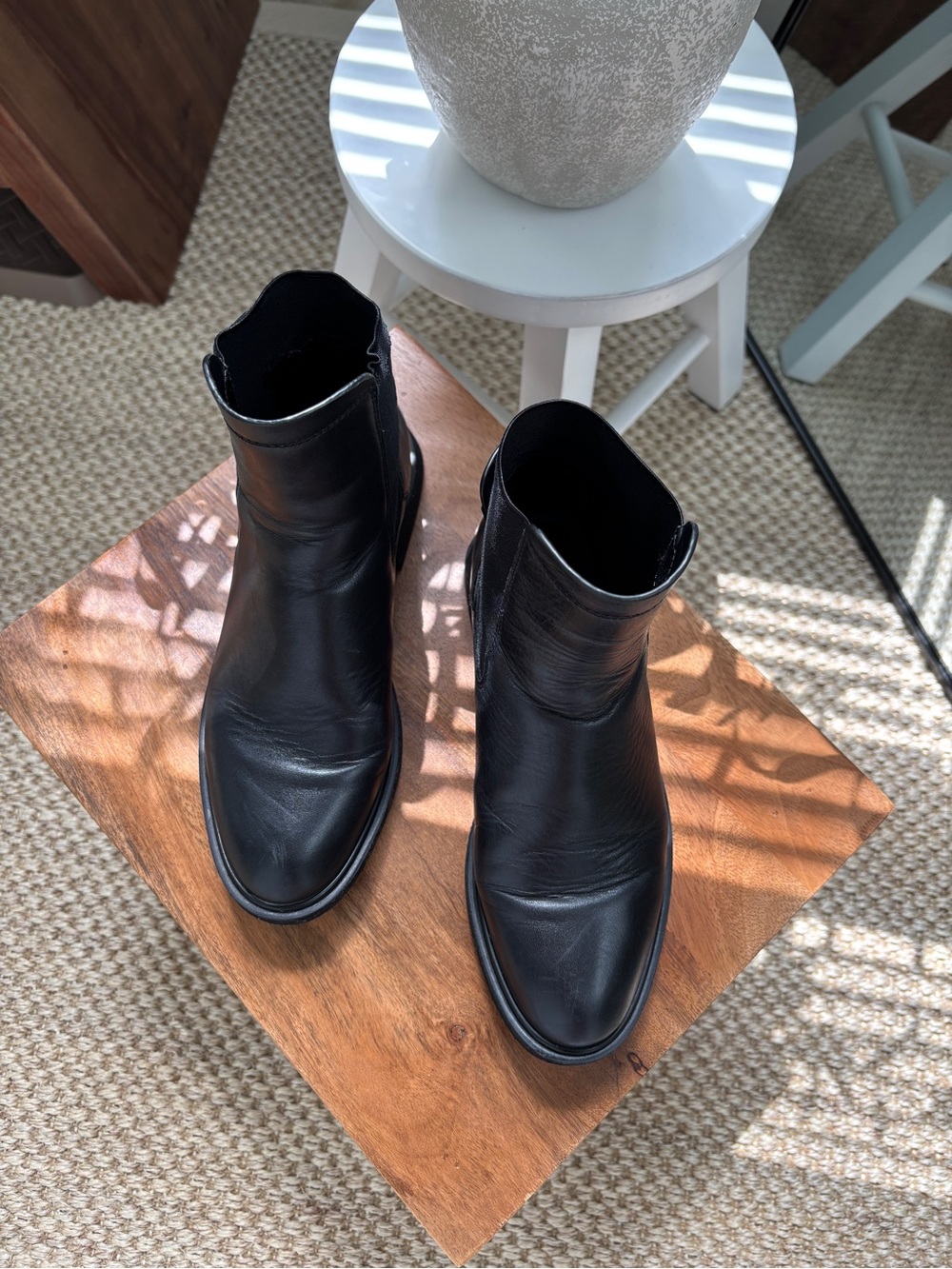 Franco Sarto Black Leather Ankle Boots - Picture 3 of 10